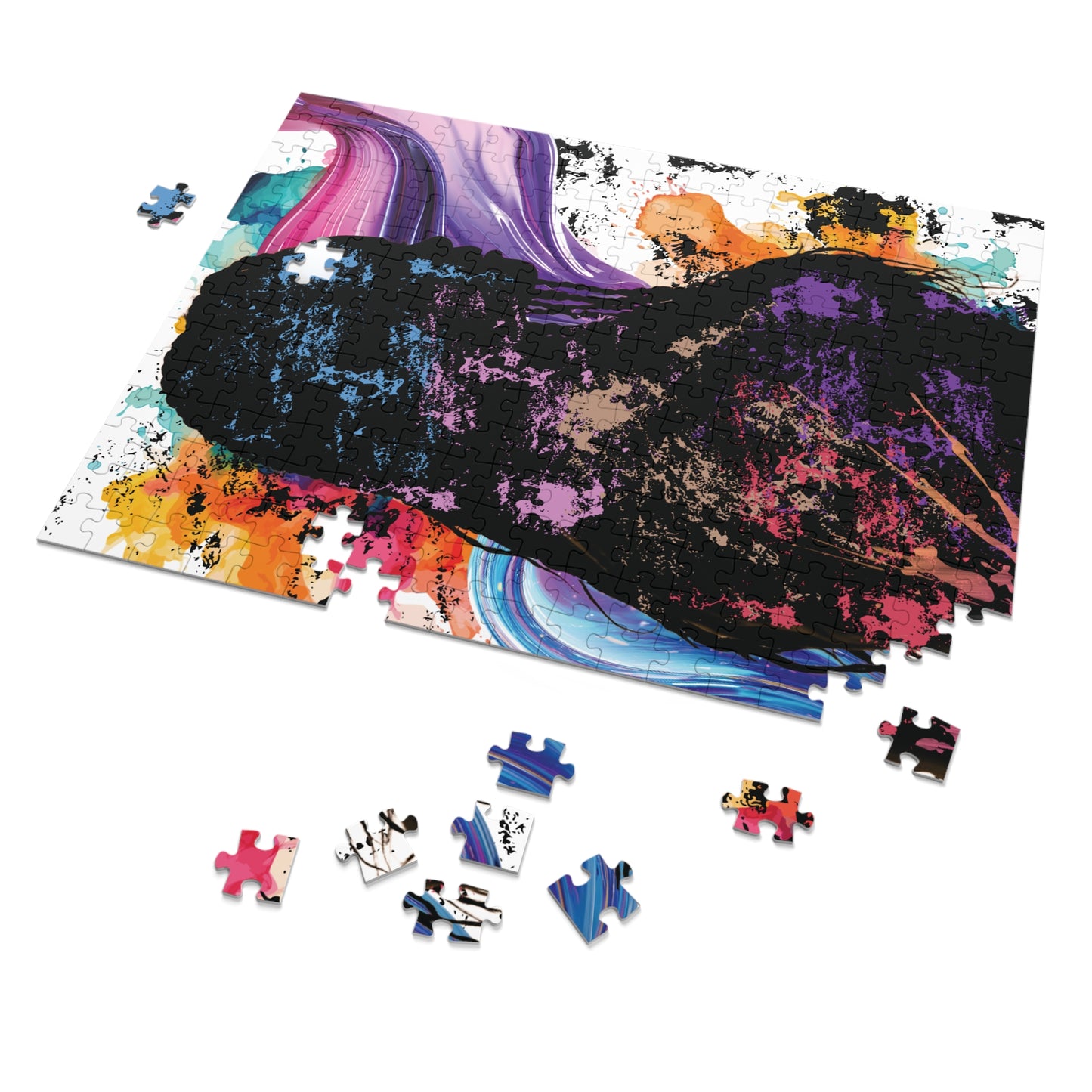 Abstract Color Splash Jigsaw Puzzle with Tin — 500‑Piece Art Puzzle Gift