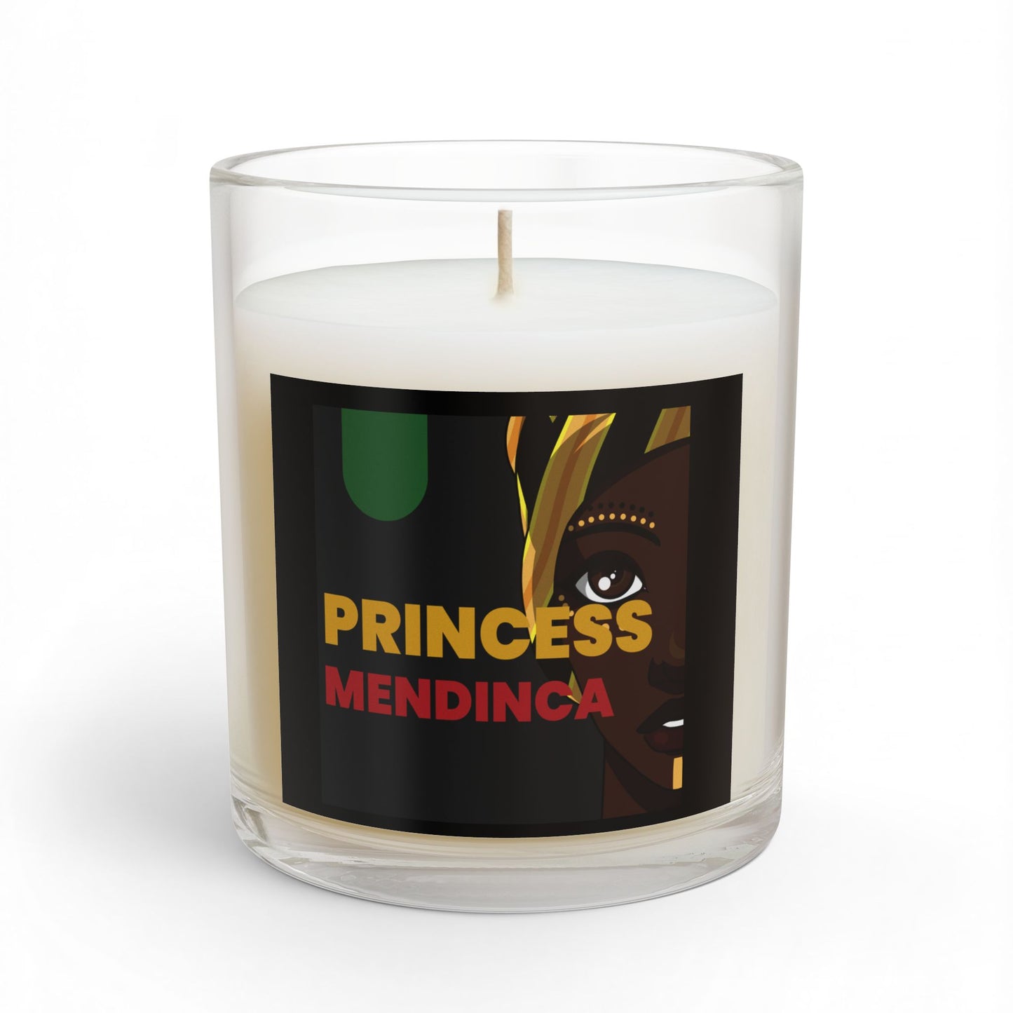 Princess Mendinca Glass Candle — 11 oz Decorative Scented Candle (Afrocentric, Empowerment Gift)