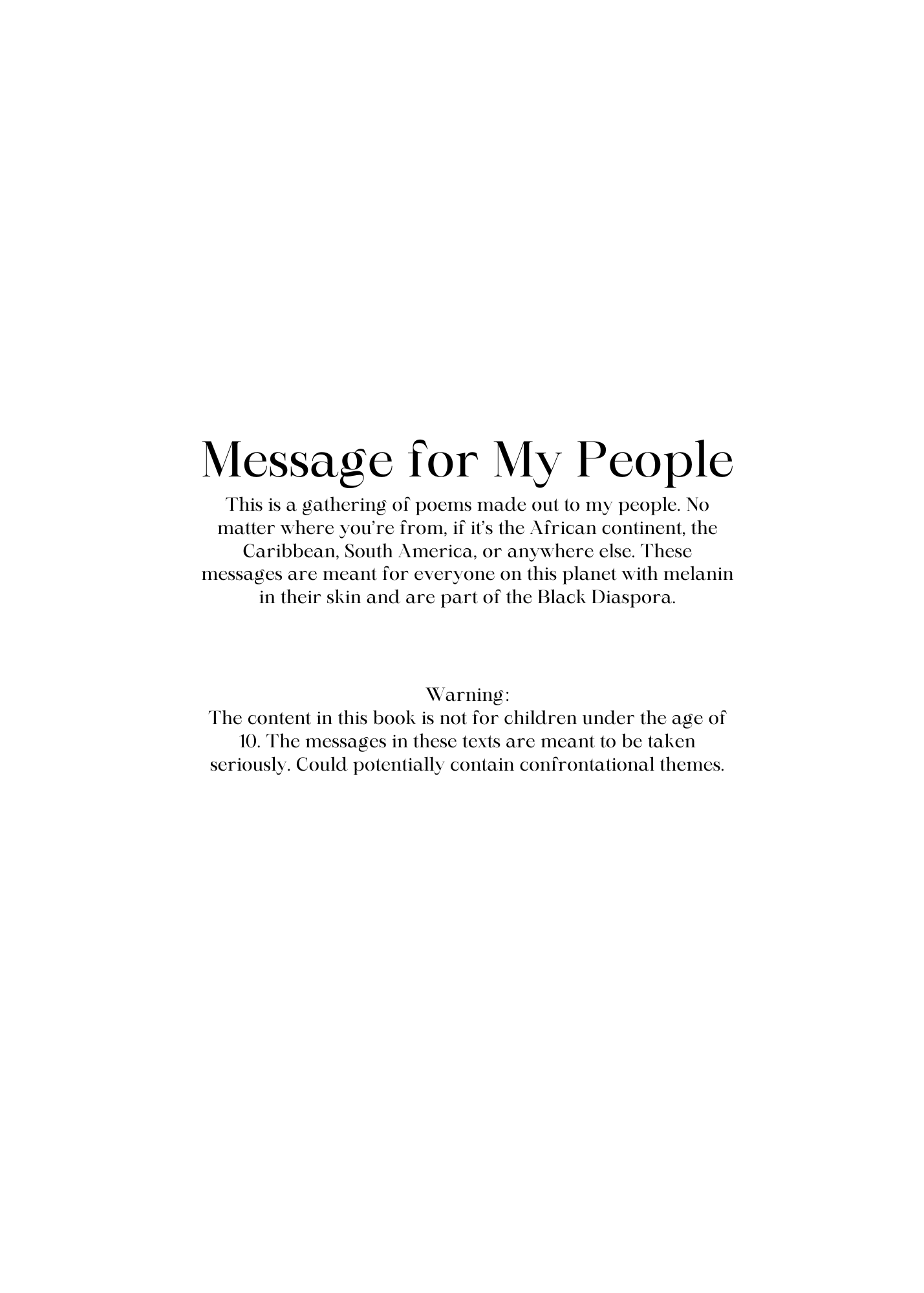 Message For My People